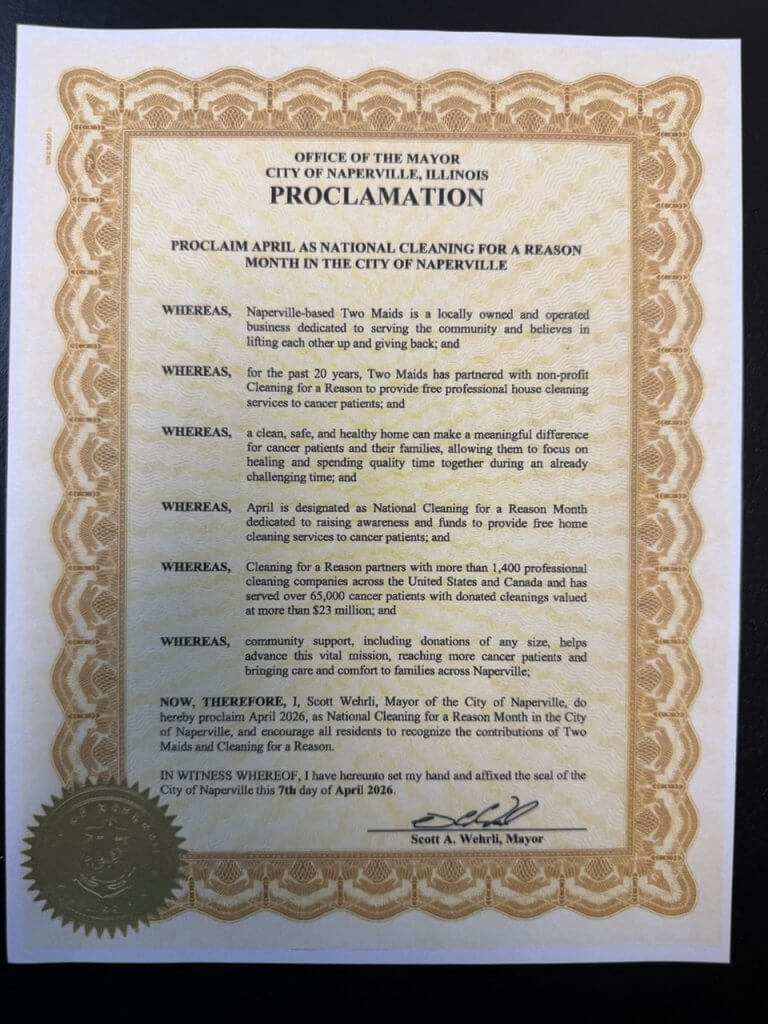 Cleaning for a Reason Month Proclamation, Recognizing Local Cleaning Service